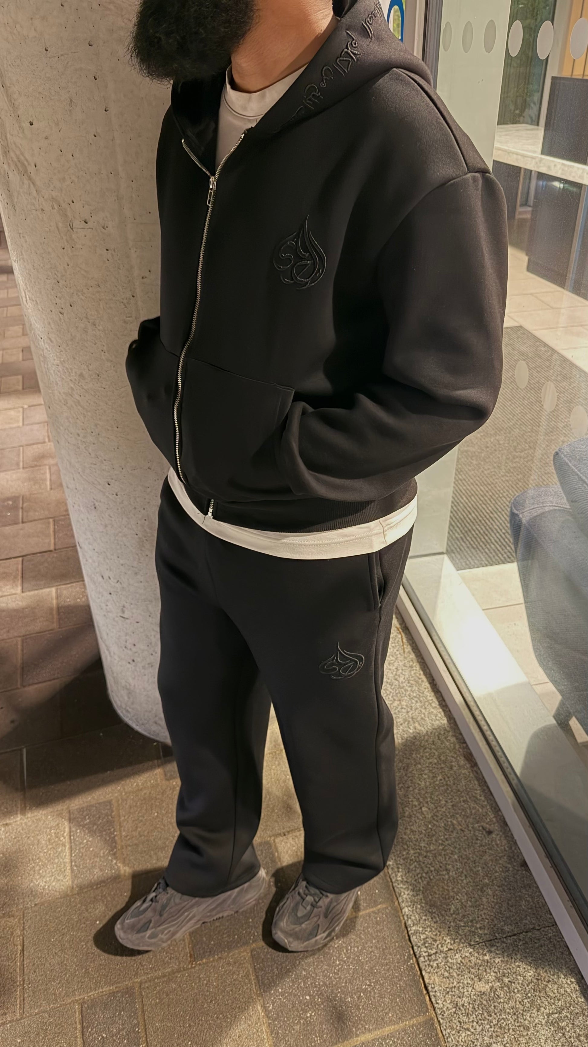 Black Signature Zip-Up Hoodie