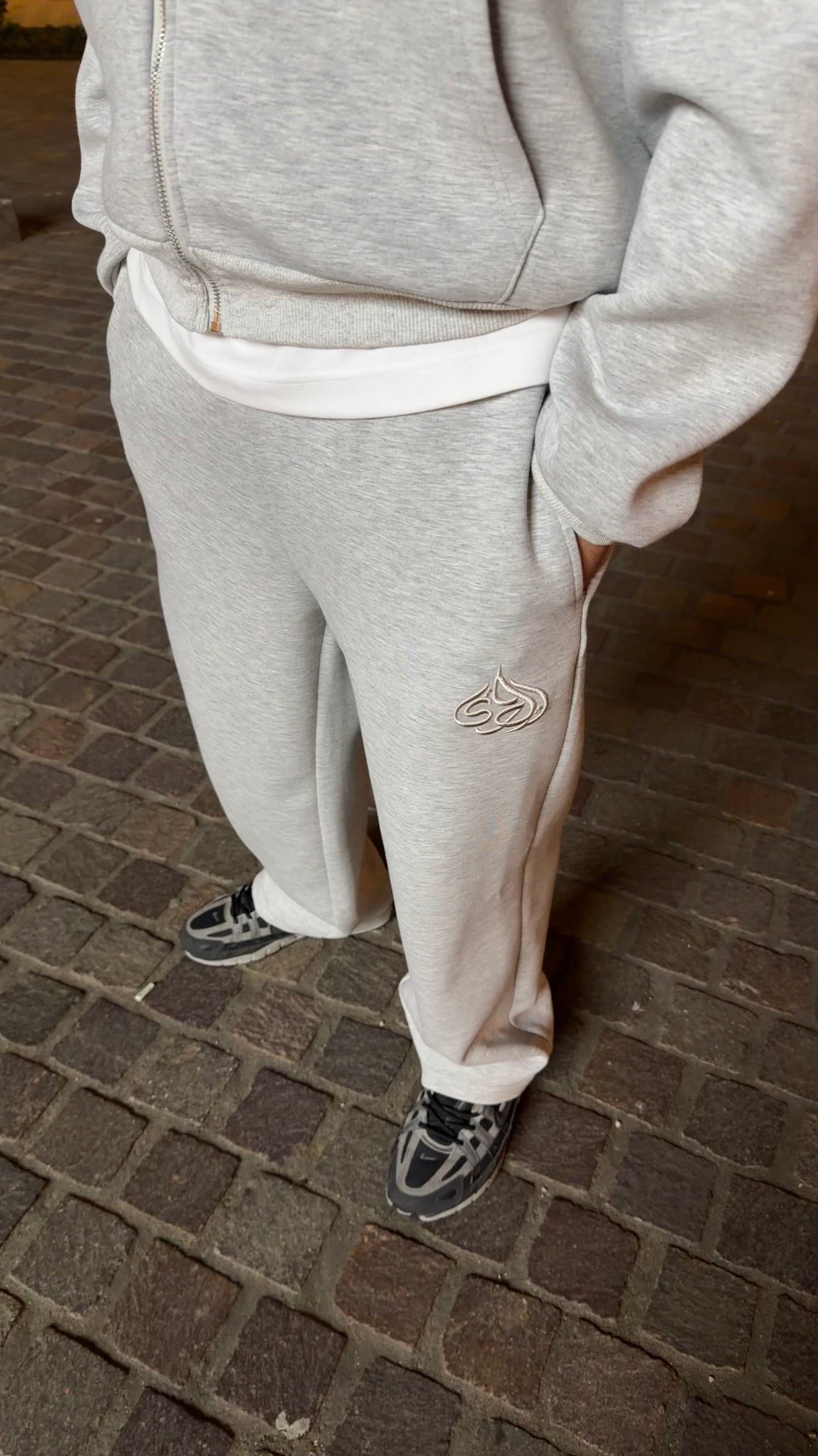 Grey Signature Straight Leg Sweatpants