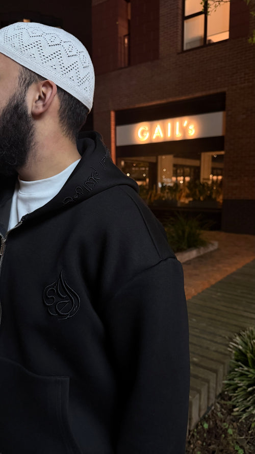 Black Signature Zip-Up Hoodie